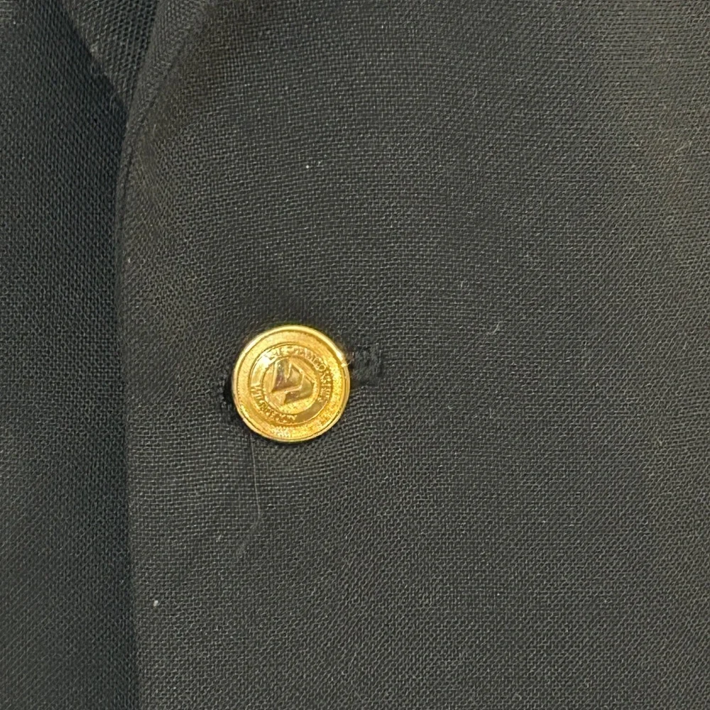 Wimbledon Blazer Sport Coat Size Black Gold‎ Logo Buttons